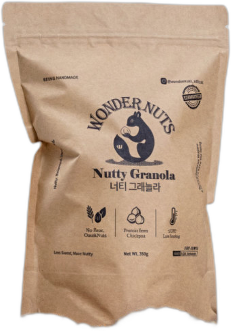 원더너츠 수제 저당 그래놀라 크런치 통곡물 시리얼 프로틴 고식이섬유, 1개, 350g