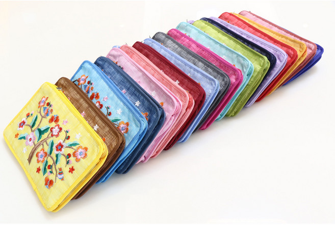 전통 모시 꽃자수 파우치 통장지갑