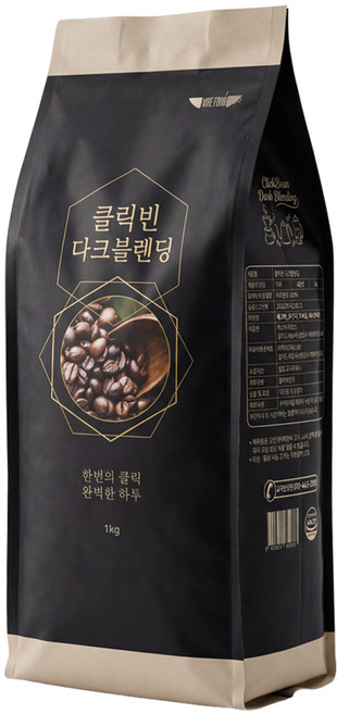 클릭빈 다크 블랜딩 산미없는 원두커피 홀빈 고소한맛, 1kg, 1개, 홀빈(분쇄안함)