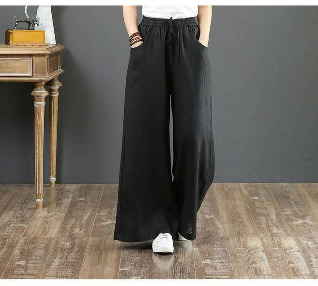 韓版寬鬆闊腿棉麻褲，舒適透氣，多色可選，S-3XL