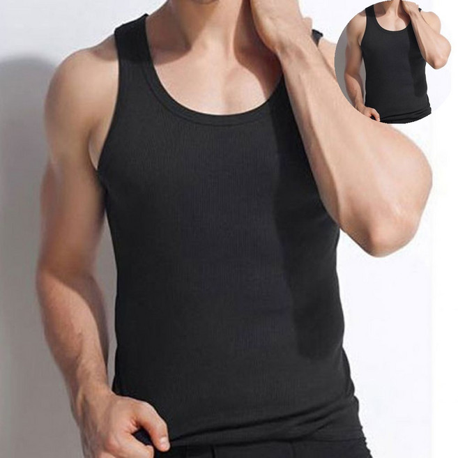 런닝 DE슬림핏 남성 스판 면나시