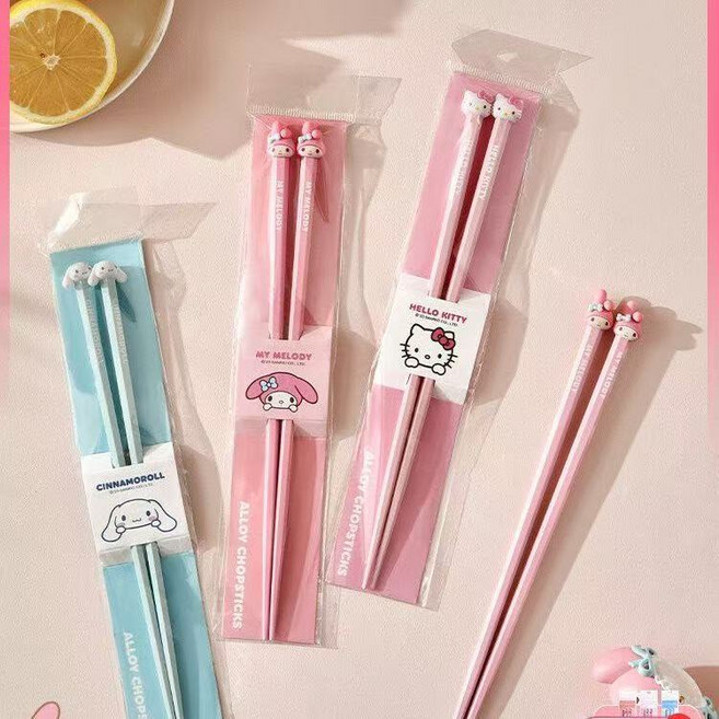 JY&CO 산리오 헬로키티 캐릭터 젓가락 3세트 귀여운 논슬립 데일리 젓가락, 3개, free
