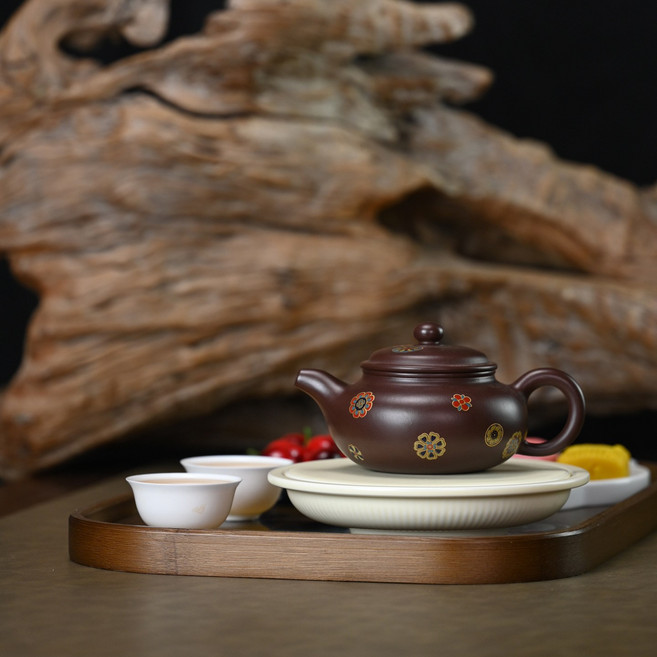 朱泥琺琅仿古紫砂壺250ML, 1個, 1L, 紫朱泥琺琅彩仿古250ML:250ML