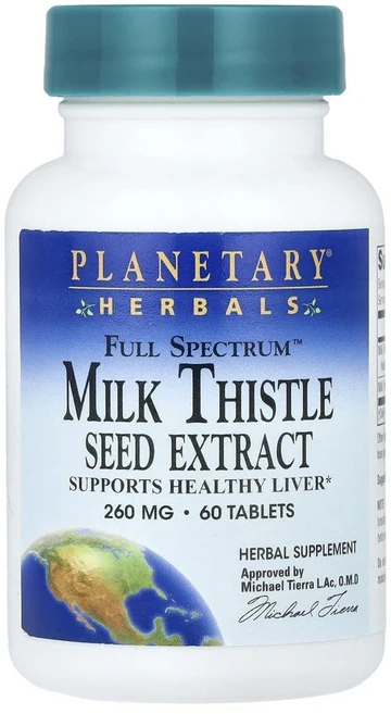 플래네터리 허벌스 풀 스펙트럼 밀크 씨슬 씨드 익스트랙트 Planetary Herbals Full Spectrum™ Milk Thistle Seed Extract 60정, 1개 - 쿠팡