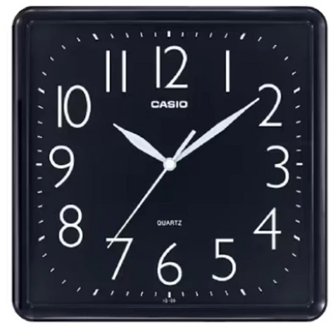 CASIO 卡西歐經典簡約流線指針掛鐘 靜音掛鐘 客廳臥室適用, Black