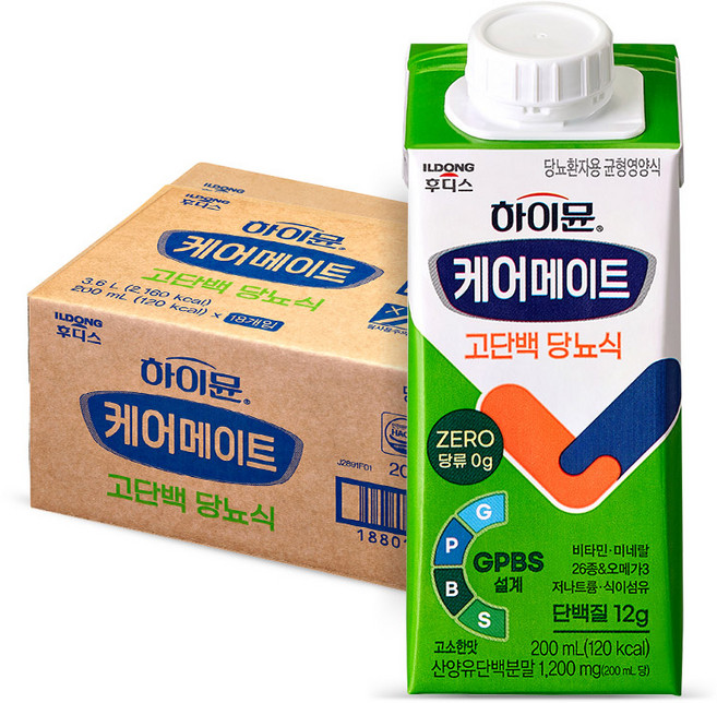 하이뮨 케어메이트 고단백 당뇨식(12g), 18개, 200ml