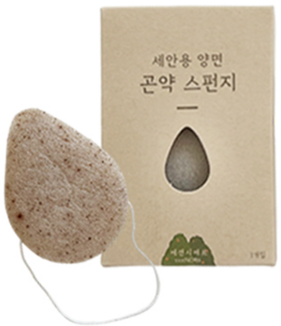 에센시에르 세안용 곤약 스펀지 물방울 양면, 2개, 혼합