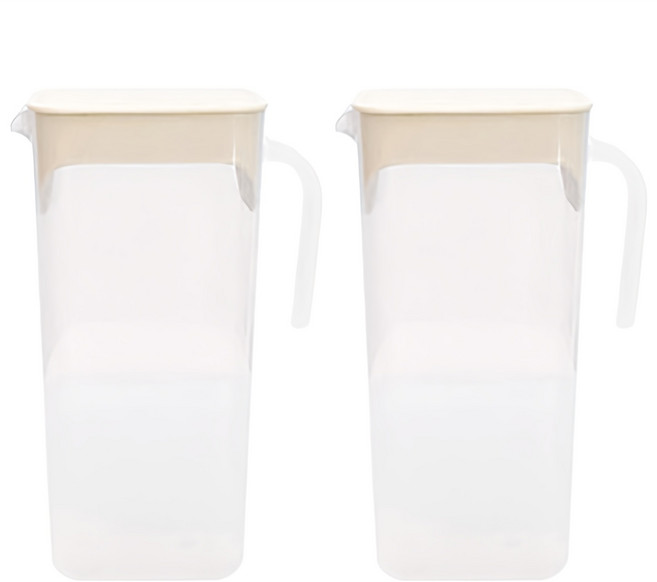 가쯔 깨끗한 이지핸들 냉장고 물병, 아이보리, 2L, 2개