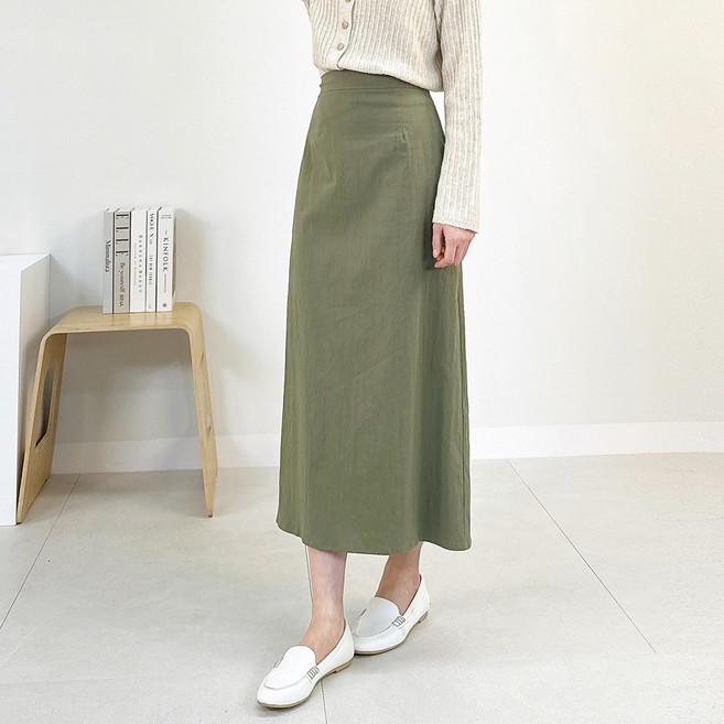 대니 밴딩 스커트 미디/롱 2기장 빅사이즈 S~3XL 뒷밴딩/뒷트임 여성 H라인 스커트 스판치마 면 봄 여름 가을 하객룩 캐쥬얼