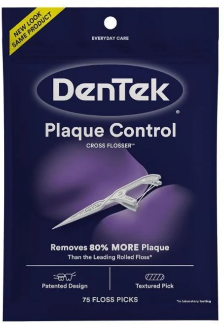 덴텍 크로스 치실 플라크 컨트롤 픽 X자형 75 개입, Cross Flosser, 75 Count (Pack of 1) - 쿠팡