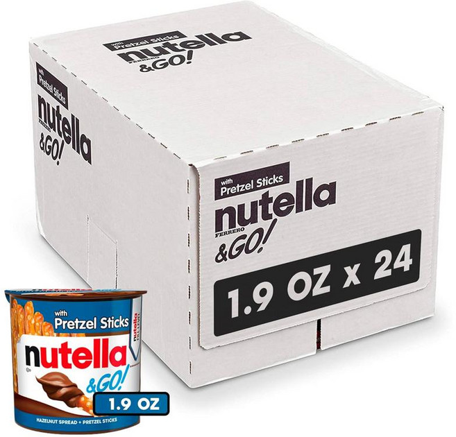 누텔라 Nutella 헤이즐넛 코코아 스프레드 프레첼 스틱 스낵 팩 벌크 24개입, 24개
