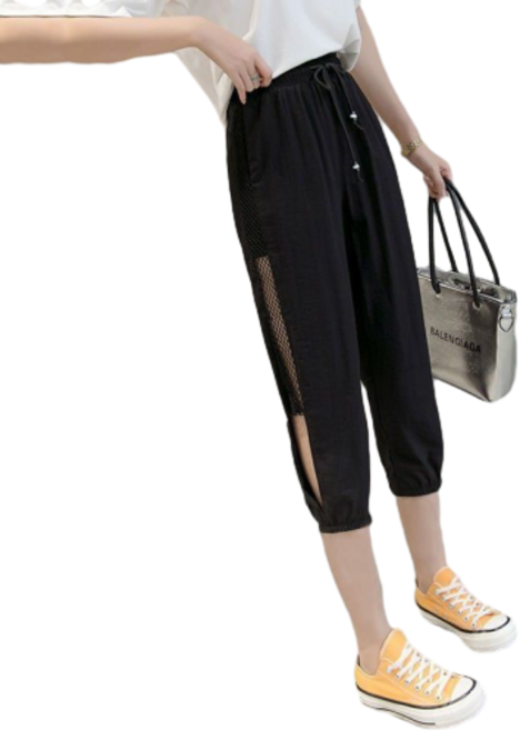 여성용 빅 사이즈 망사 팬츠 옆트임 쿨냉감 9부 7부 조거 팬츠 뉴타임즈 U258Y942