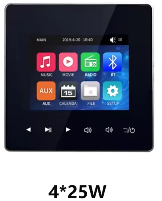 홈 블루투스 오디오 패널 천장 스피커 미니 터치 키 벽 증폭기 호스트 제어 시스템 배경 음악은 U 디스크 T, 03 Black  4x25w