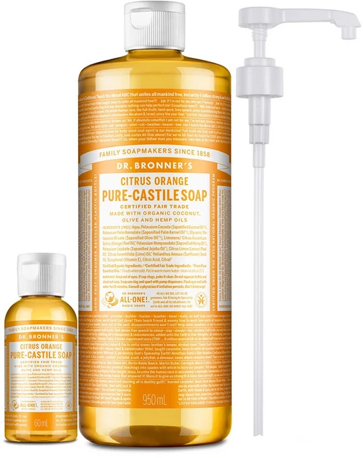 닥터브로너스 캐스틸 솝 950ml+60ml+펌프 세트 12종 택1, 1개, 950ml - 쿠팡