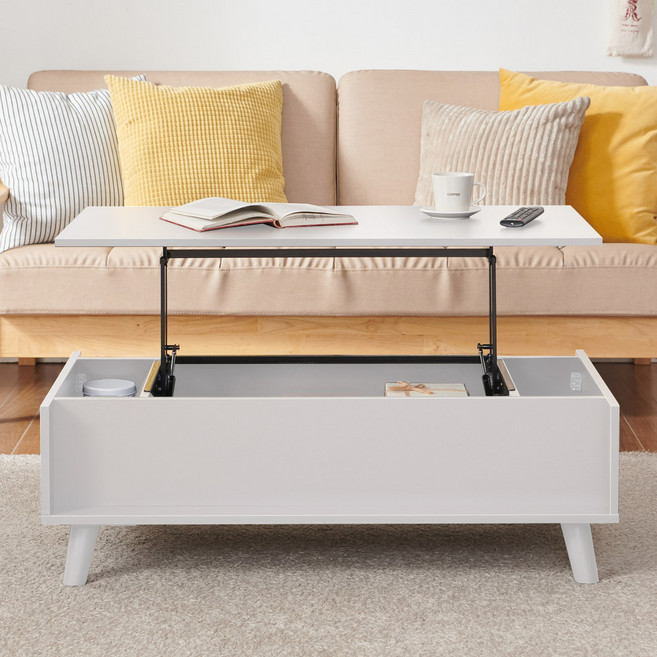 브리튼 소파 거실 좌식 커피 리빙 리프트업 테이블, 화이트