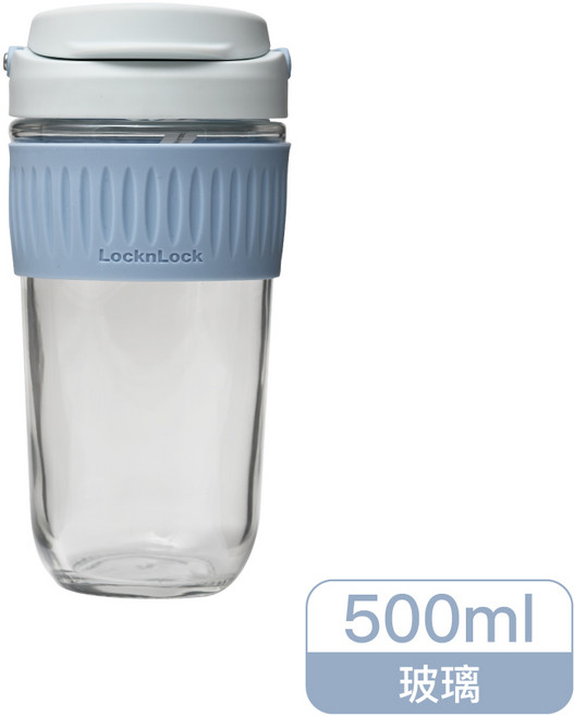 LocknLock 耐熱玻璃隨行杯 500ml 大口徑杯口, 天空藍(LLG616BLU), 1個