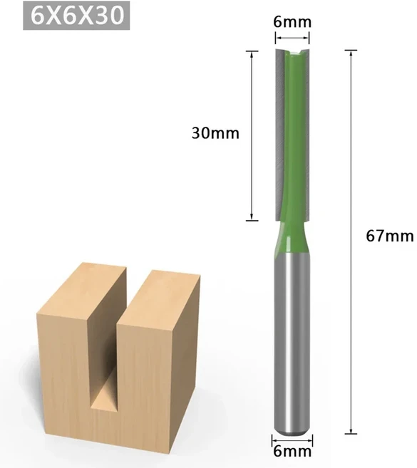 3mm-12mm 직경 6mm 생크 스트레이트 비트 텅스텐 카바이드 단일 더블 플루트 라우터 목공 도구 용 밀링 커, 05 6x6x30mm