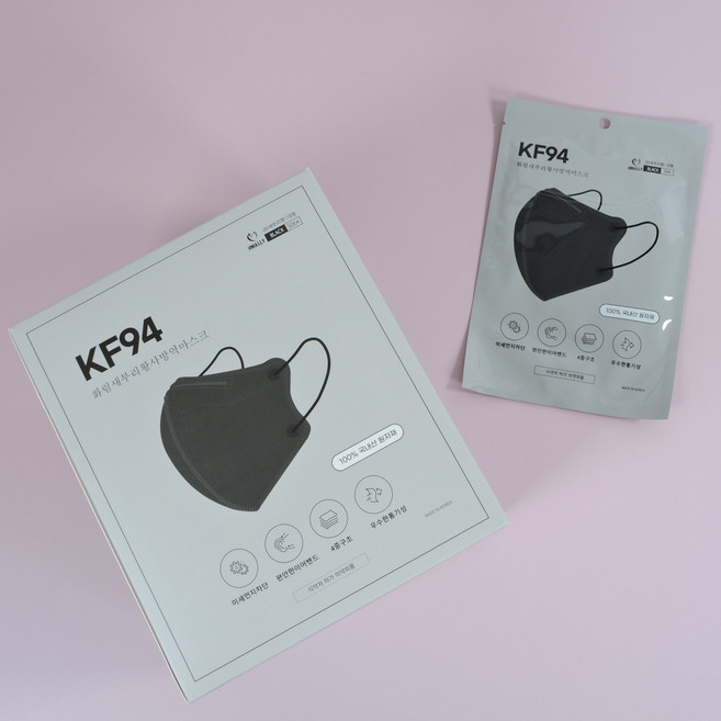 화림 KF94 2D 새부리형 마스크 대형 블랙 1매입 개별포장 100매