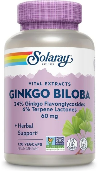 SOLARAY Ginkgo Biloba Extract Vital Extracts - Supplement - Ginkgo Biloba Capsules for Health and, 1개, 120정 - 쿠팡