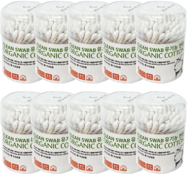 풍성 항균면봉 / 유기농 무형광 순면 100% 통면봉 - 100p X 10개, 100개입