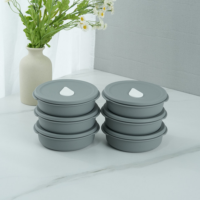 소노리떼 실리콘 밥팩 원형 300ml, 그레이, 6개