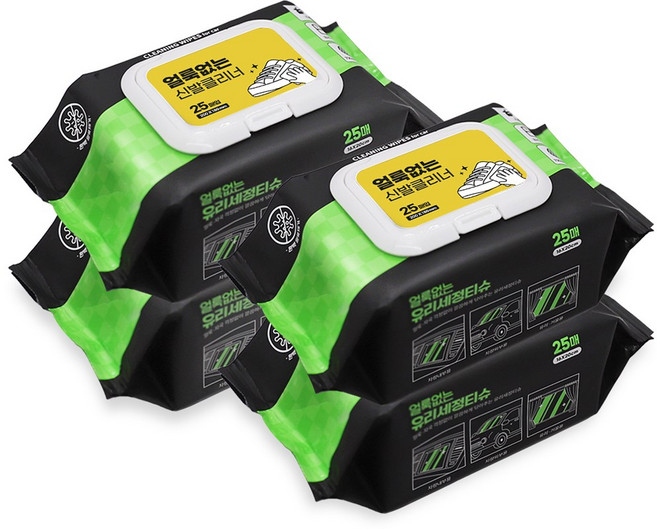 얼룩없는 신발 클린티슈 운동화 얼룩제거제 크리너 세탁 25매입, 4개, 205g