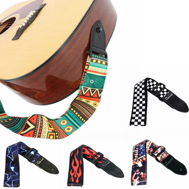 기타 스트랩 포크 베이스 열전달 맞춤형 일렉트릭 어쿠스틱 숄더 액세서리 대학, 흑백 격자, 1개