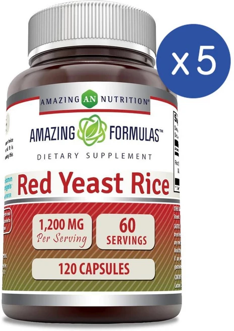 어메이징 뉴트리션 레드 이스트 라이스 홍국 캡슐 Amazing Nutrition Red Yeast Rice, 5개, 120정 - 쿠팡
