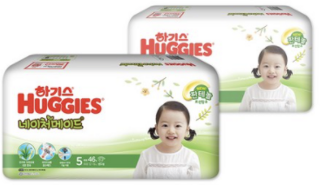 하기스 NEW 네이처메이드 밴드형 기저귀 여아용 특대형 5단계(12~16kg), 5단계, 184매