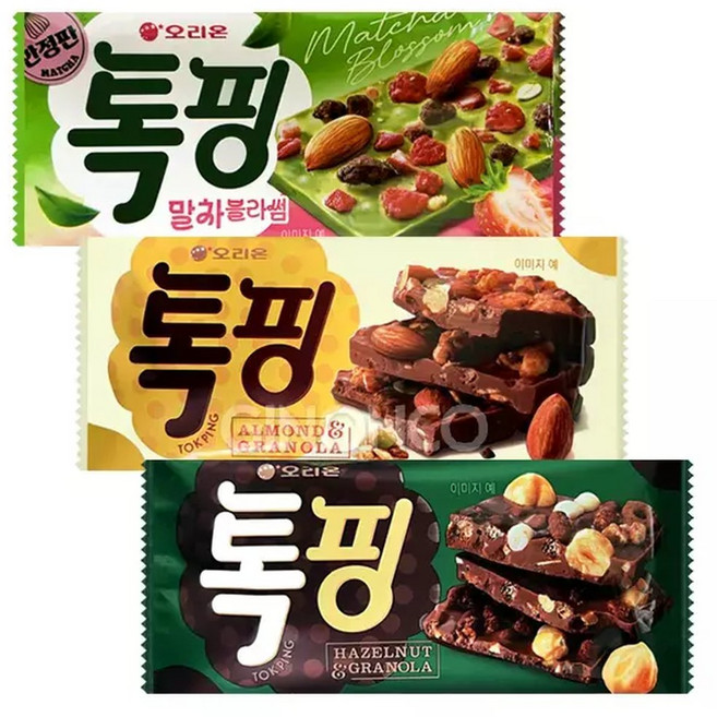 오리온 톡핑 43g (말차블라썸+아몬드그래놀라+헤이즐넛그래놀라) 각 1, 1개