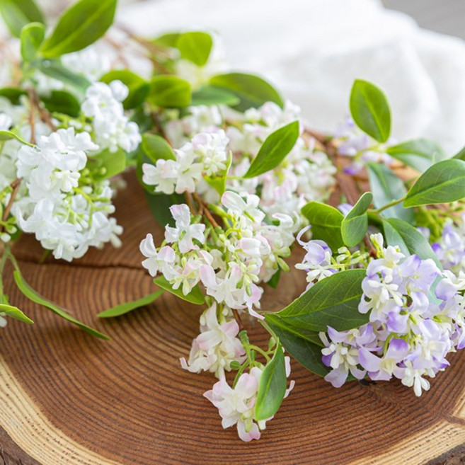 아카시아 조화 뉴 가지 77cm 3컬러 인테리어 꽃 장식 소품 촬영 꾸미기, 크림, 1개, 크림