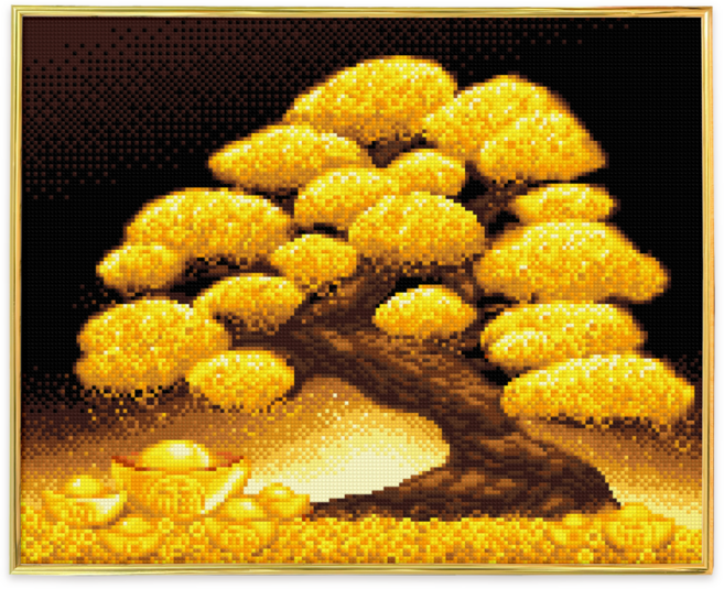 블링블링 보석십자수 슬림액자패키지 50x40cm (AB+원형), 1세트, BL5040-007 (황금돈나무)