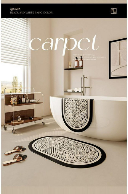 UARA 西西里風 硅藻泥地墊 幾何圖案 快速吸水防滑腳踏墊, 1個