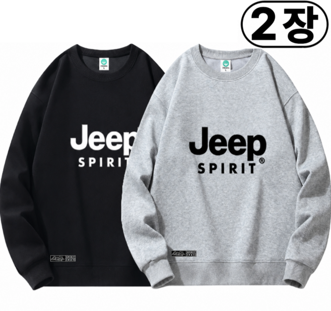 7위 - [1+1]JEEP SPIRIT 지프 남자 여성 맨투맨 면 100% 오버핏 면티 긴팔티 티셔츠
