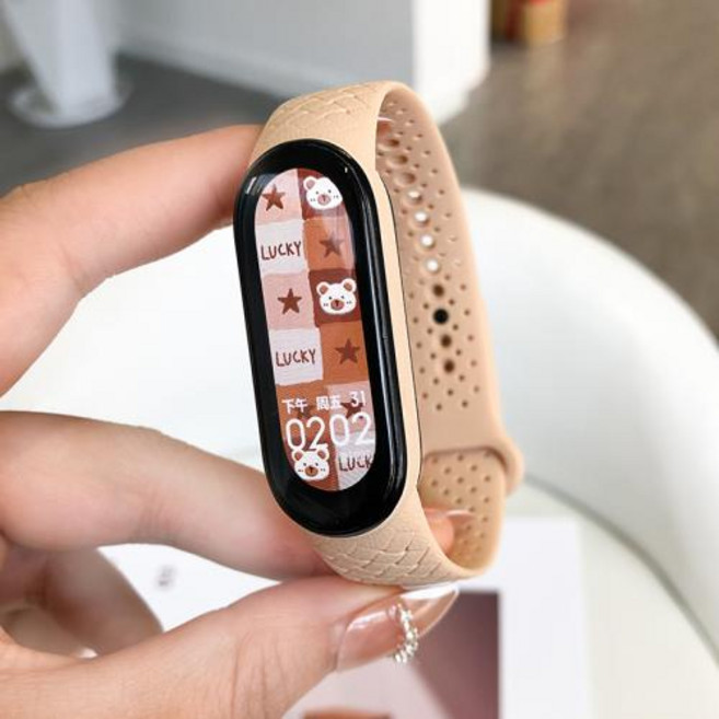 샤오미 Mi 밴드 7 용 탄소 섬유 스트랩 nfc 손목 밴드 smart워치 워치bands 실리콘 팔찌 시계줄 Mi 밴드 6, 04 9 walnut color, 01 Mi Band 7 6 5, 1개