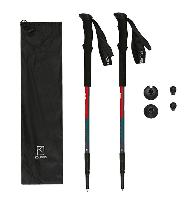 콜핑 초경량 두랄루민 3단 등산스틱 2개 구성+케이스 남성용 여성용 공용 스틱, BLACK, 1세트