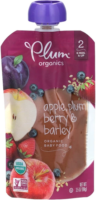 Plum Organics 유기농 베이비 푸드 2단계 사과 자두 베리 & 보리 99g(3.5oz), PlumOrganics유기농베이비푸드2단계사과자두베리보, 99g, 1개 - 쿠팡