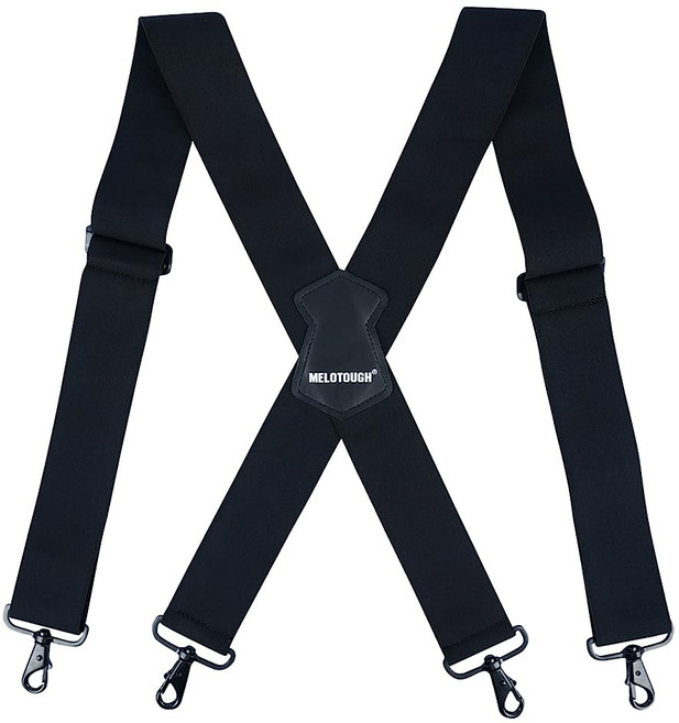 MELOTOUGH 남성용 멜빵 폭 1.5/2인치 전면 탄성 소재 X자형 등판 디자인 스냅 후크 포함