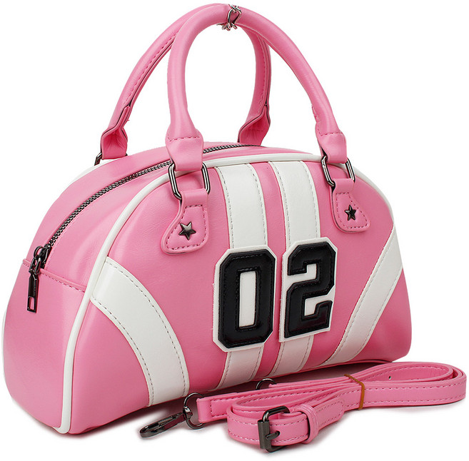 스포티한 반달 레터링 지퍼 토트백 애나멜 미니 크로스백 가방