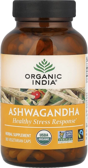 Organic India 아슈와간다 800mg 베지 캡슐 180정(캡슐 1정당 400mg), OrganicIndia아슈와간다800mg베지캡슐180정, 1개, 180정 - 쿠팡