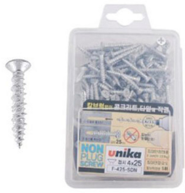 벽돌 타일 콘크리트 직결 타공 스테인레스 피스 톱날 형상 특수 나사산 나사 못, F-438-SDN/38mm/125pcs, 1개