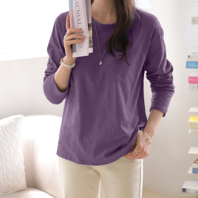 데일리앤 네이쳐 여성 긴팔 기본 무지 면 티셔츠 레이어드 루즈핏 이너 봄 가을