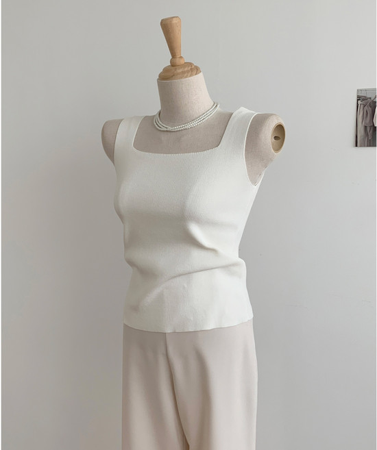 클린 스퀘어넥 민소매 니트 7color