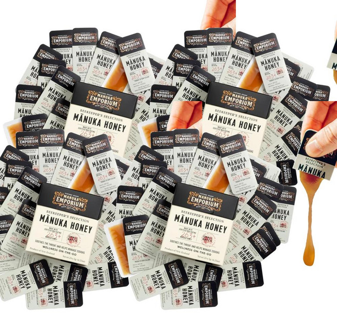 Manuka Emporium Raw Manuka Honey Packets UMF 10+ 마누카 엠포리움 생 마누카 꿀 미니팩 UMF 10+ MGO 263+ 24개입 120g, 4개