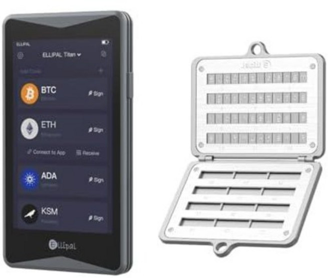 ELLIPAL 암호화폐 하드웨어 지갑 - Cold Wallet Titan 24단어 시드 문구 콜드 스토리지 BIP39 하드