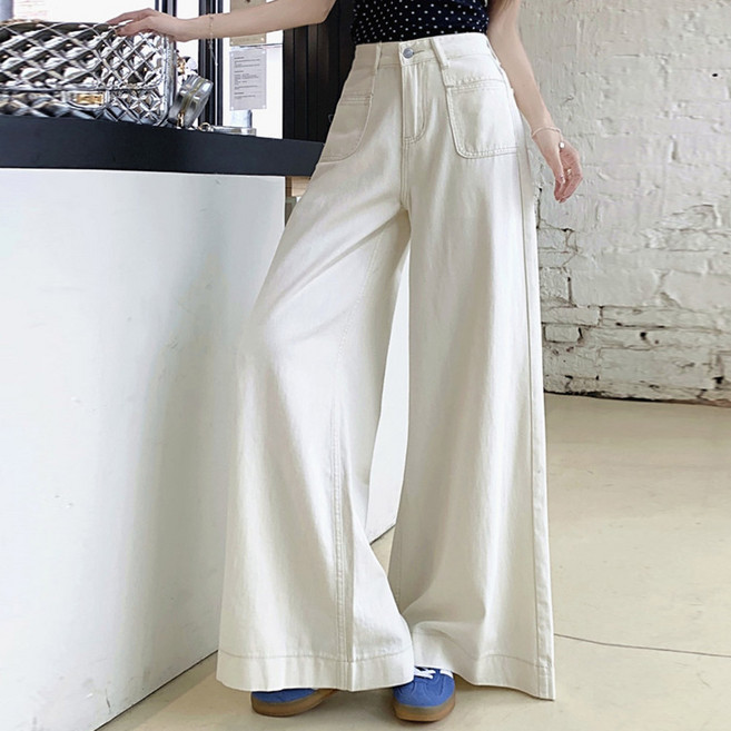 대박난박양 A라인 와이드 화이트 팬츠