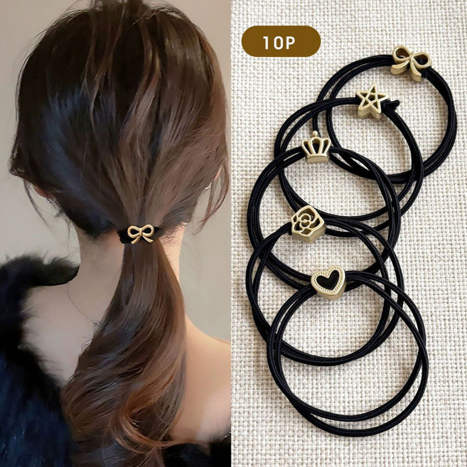 심플 메탈 포니테일 자국 안남는 머리끈 10p