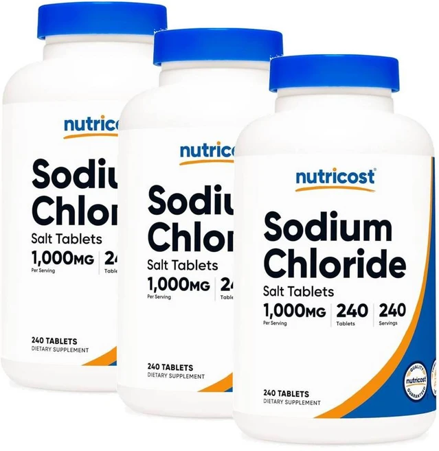뉴트리코스트 소디움 클로라이드 1000mg 소금타블렛 Nutricost Sodium Chloride, 3개, 240정 - 쿠팡