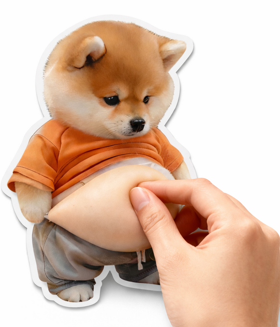 쫀득스토어 SNS 대란템 강아지 뱃살 말랑 쿠션스티커 도어가드 멀티부착 소장템 2개입 1+1, 1세트, 강아지 뱃살스티커