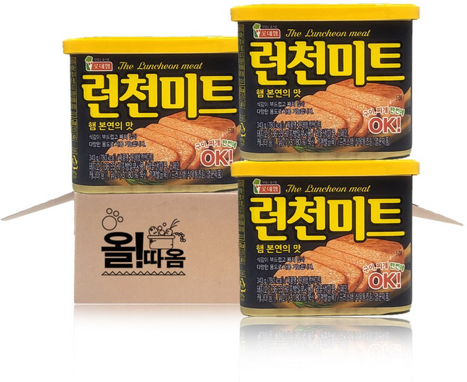 롯데햄 런천미트, 340g, 3개